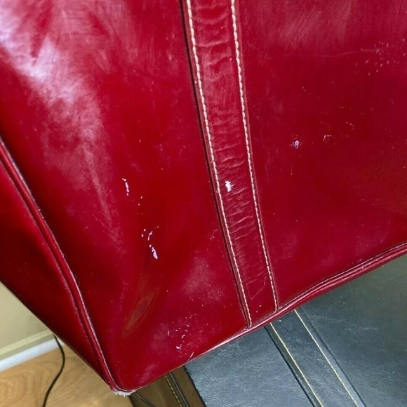 Coach F12838 Burgundy Red Wine Patent Leather Tote - Picture 7 of 8
